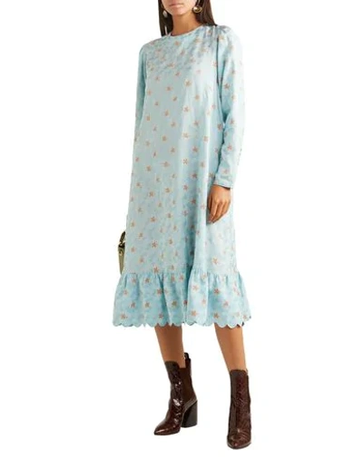 Shop Paul & Joe Woman Midi Dress Sky Blue Size 8 Viscose, Polyester