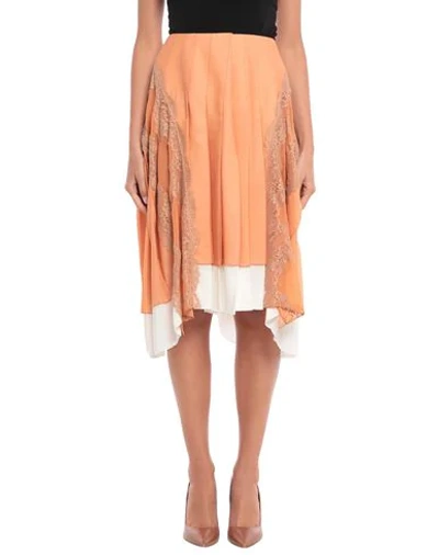Shop Chloé Woman Midi Skirt Apricot Size 2 Acetate, Polyamide, Silk, Cotton, Nylon In Orange
