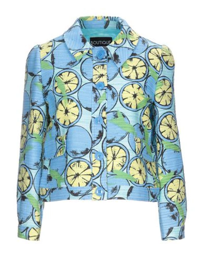 Shop Boutique Moschino Jackets In Sky Blue