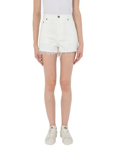 Shop Saint Laurent Denim Shorts In White