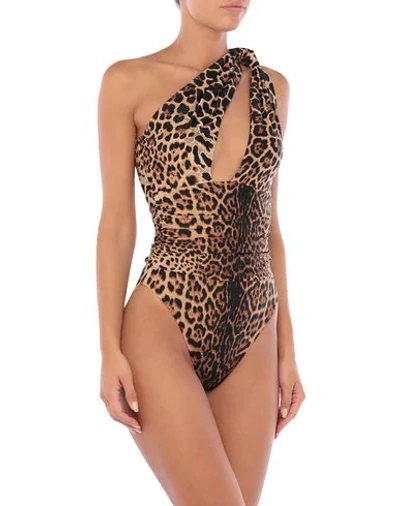 Shop Saint Laurent One-piece Swimsuits In Brown