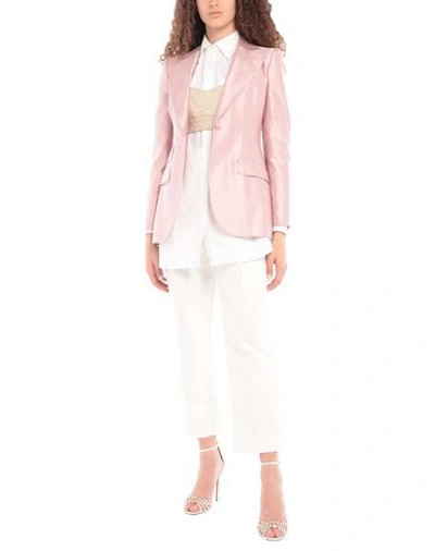 Shop Dolce & Gabbana Woman Blazer Pastel Pink Size 14 Silk