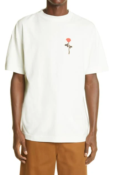 Shop Palm Angels Rose Graphic Tee In Light Green/red