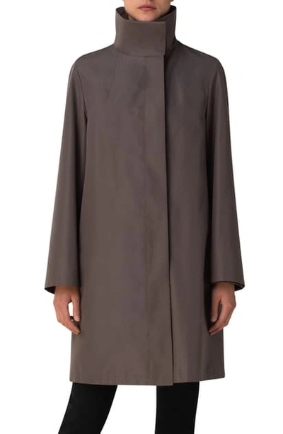 Shop Akris 2-in-1 Straight Silk Taffeta Coat In Taupe