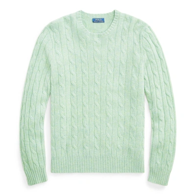 Shop Ralph Lauren Cable-knit Cashmere Sweater In Seafoam Heather
