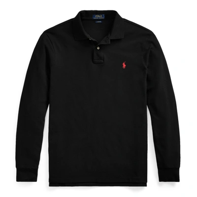 Shop Polo Ralph Lauren Mesh Long-sleeve Polo Shirt In Polo Black