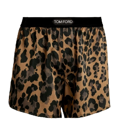 Shop Tom Ford Silk-blend Leopard Boxers