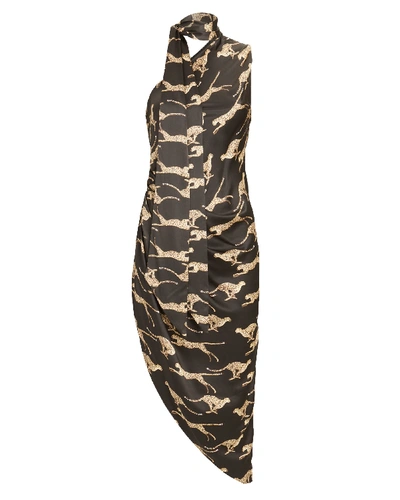Shop Ronny Kobo Zoey Cheetah Asymmetrical Dress In Multi