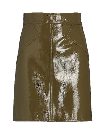 Shop Ronny Kobo Rina Patent Leather Mini Skirt In Olive/army