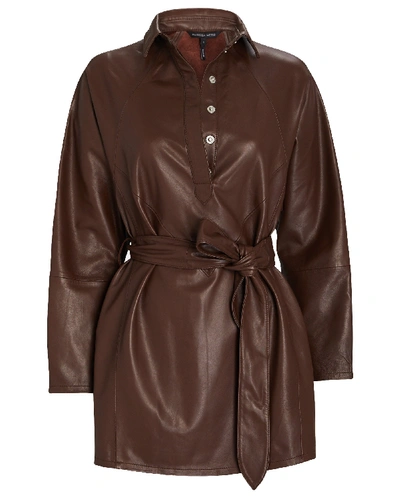 Shop Marissa Webb Madi Mini Leather Tunic Dress In Brown