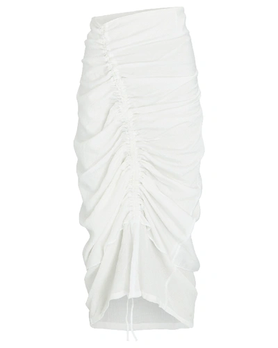 Shop The Line By K Leomie Ruched Midi Skirt In White