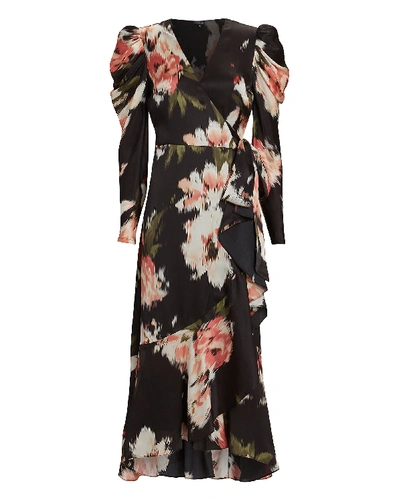 Shop Intermix Mona Floral Silk Wrap Dress In Multi