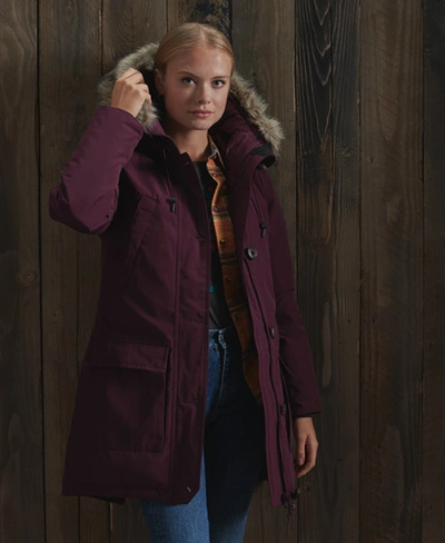 Shop Superdry Women's Hooded Faux Fur Down Parka Coat Purple