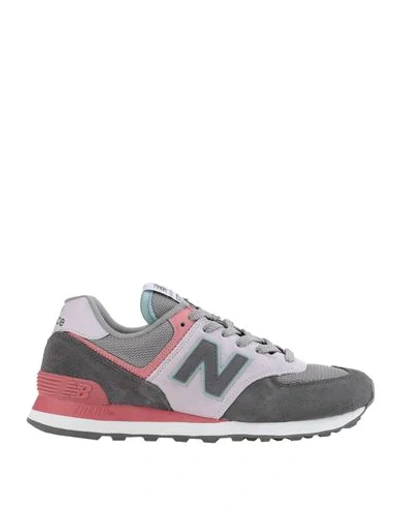 Shop New Balance 574 Woman Sneakers Grey Size 5.5 Textile Fibers, Soft Leather