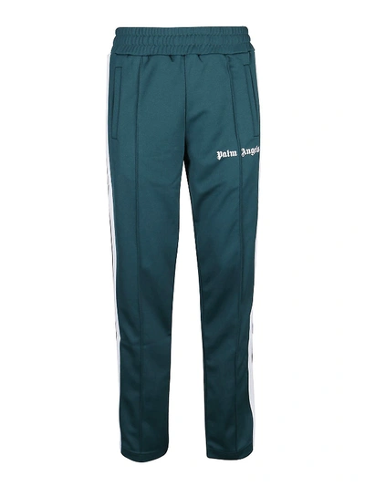 Shop Palm Angels Contrasting Band Track Pants In Dark Green