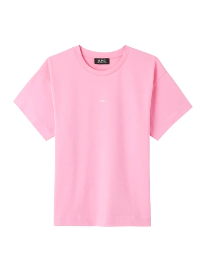 Shop Apc Logo Print T-shirt In Pink