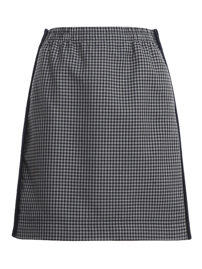 Shop Fendi Vichy Pattern Wool Skirt In Grey