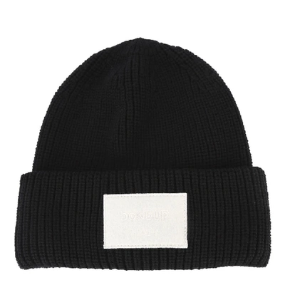 Shop Dondup Black Ribbed Wool Hat
