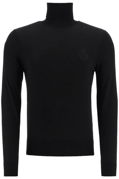 Shop Dolce & Gabbana Wool Turtleneck Sweater In Nero (black)