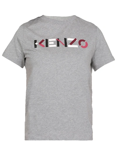 Shop Kenzo Logo T-shirt In Pearl Grey