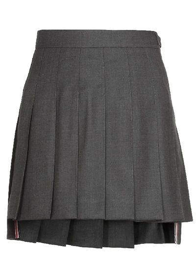 Shop Thom Browne Pleated Mini Skirt In Dark Grey