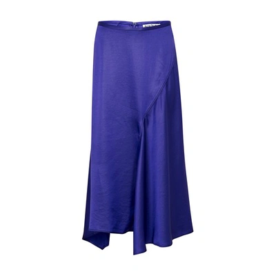 Shop Acne Studios Bias-cut Satin Skirt In Electric Purple