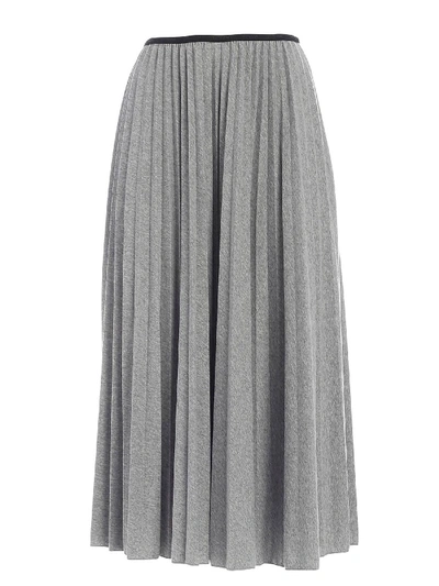 Shop Moncler Pleated Skirt In Melange Grey