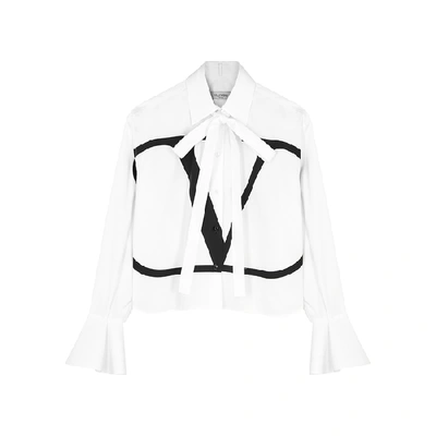 Shop Valentino Vlogo White Cotton Shirt In White And Black