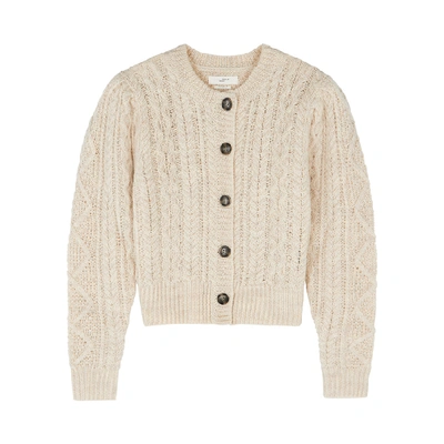 Shop Isabel Marant Étoile Rianne Ecru Cable-knit Wool Cardigan