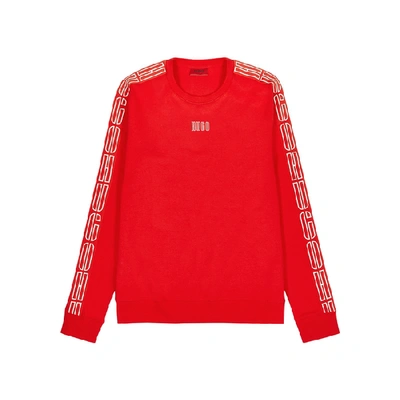 Shop Hugo Doby Red Logo Cotton Sweatshirt In Pink