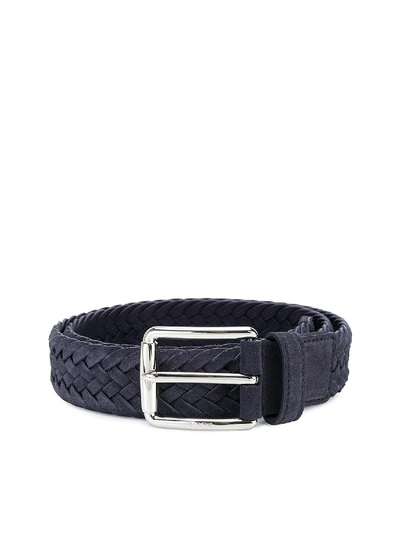 Shop Tod's Woven Leather Belt In Blue