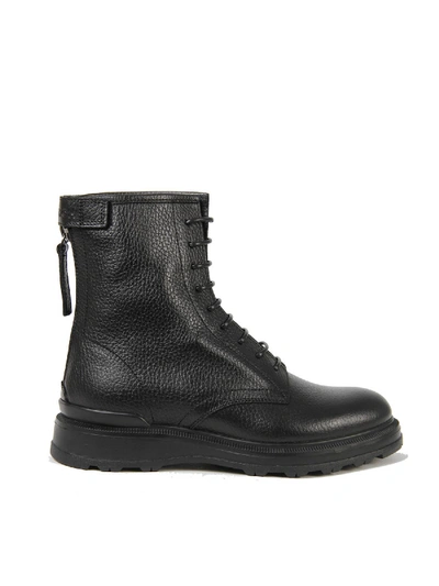 Shop Woolrich Zipped Leather Combat Boots In Black