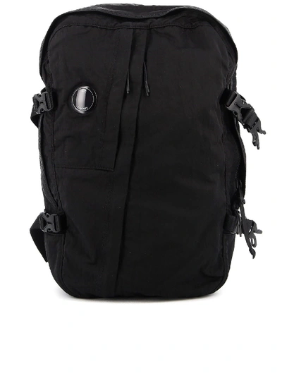 Shop C.p. Company Lens Detailed Nylon Satin Backpack In Black
