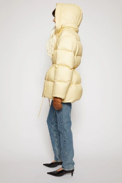 Shop Acne Studios Hooded Puffer Coat Cream Beige