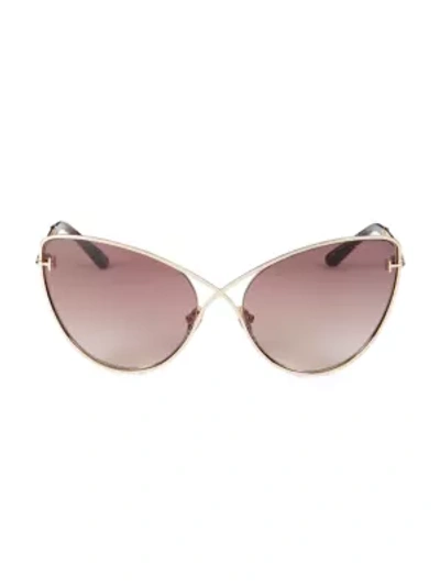 Shop Tom Ford Leila 63mm Cat Eye Sunglasses In Beige