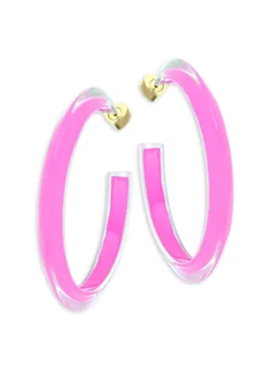 Shop Alison Lou Women's 14k Goldplated & Lucite Medium Jelly Hoop Earrings In Neon Pink