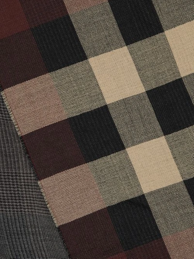 Shop Burberry Reversible Check Cashmere Scarf In Burgundy