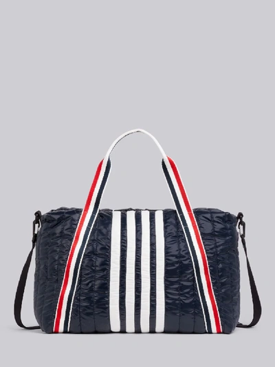 Shop Thom Browne Navy Quilted Ripstop Tricolor Webbing Handles 4-bar Gym Bag In Blue