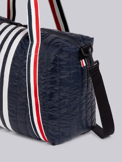 Shop Thom Browne Navy Quilted Ripstop Tricolor Webbing Handles 4-bar Gym Bag In Blue