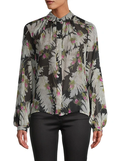 Shop Giambattista Valli Floral Silk Shirt In Black Multi