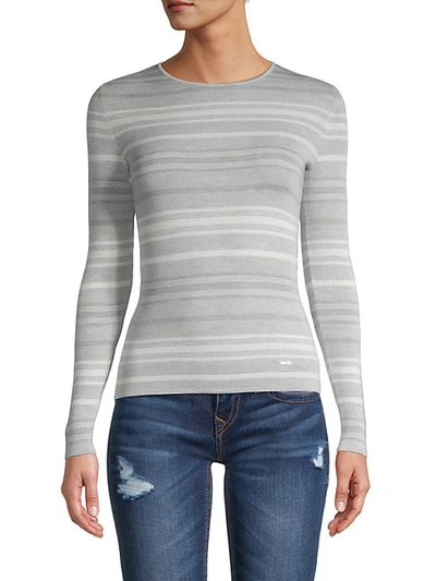 Shop Akris Striped Cashmere & Silk Pullover In Clay