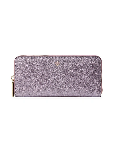 Shop Kate Spade Burgess Court Leather Slim Continental Wallet In Pale Gold