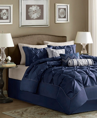 Madison Park Wilma 7-pc. California King Comforter Set Bedding In Navy