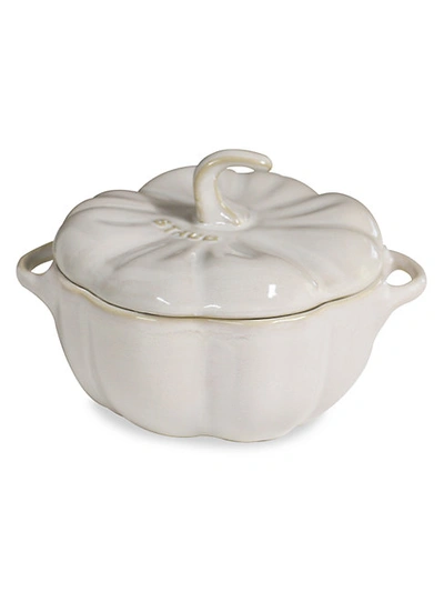 Shop Staub Ceramic Petite Pumpkin Cocotte In Rustic Ivory