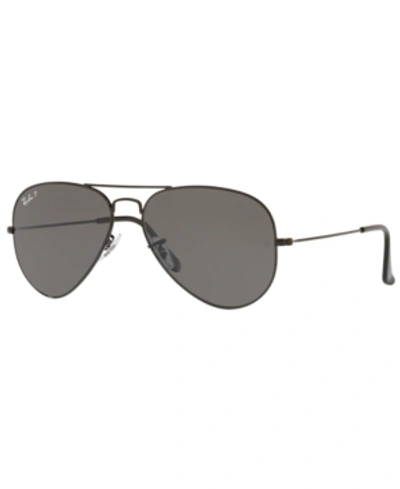 Shop Ray Ban Ray-ban Unisex Aviator Total Black Polarized Sunglasses, Rb3025 58 In Black/polar Black