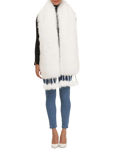 Shop Gorski Fox Fur & Detachable Leather Fringe Boa In White