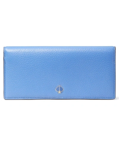Shop Kate Spade New York Polly Bifold Continental Leather Wallet In Deep Cornflower