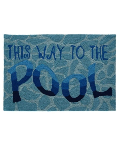 Liora Manne Frontporch This Way To The Pool Aqua 2'6" X 4' Outdoor Area Rug In Aqua