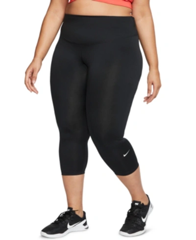 Shop Nike One Plus Size Cropped Tights In Black/white