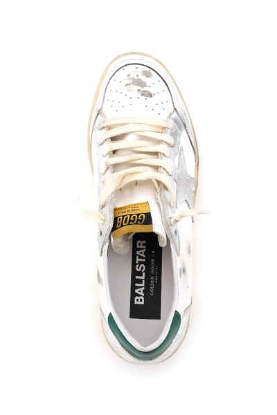 Shop Golden Goose Ball Star Sneakers In White,green,silver